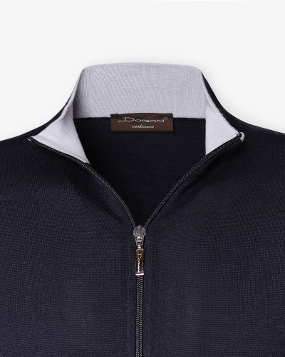 Doriani Cashmere - Full zip cotton cashmere silk - Navy