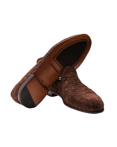 Bontoni - Loafer woven suede - Brown