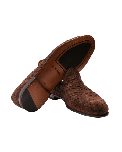 Bontoni - Loafer woven suede - Brown