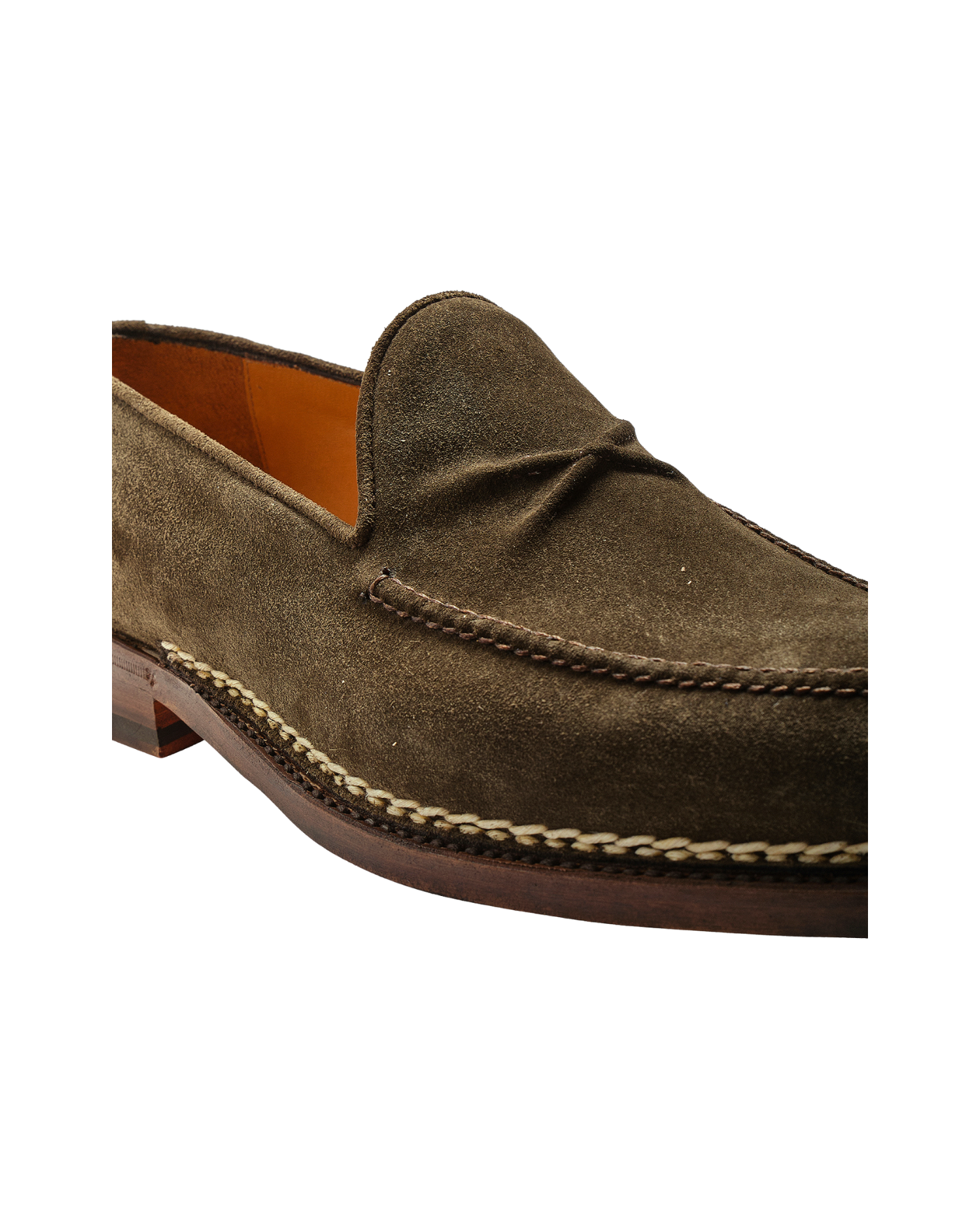 Bontoni - Loafer calf suede with Norwegian stitching - Olive