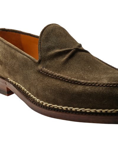 Bontoni - Loafer calf suede with Norwegian stitching - Olive