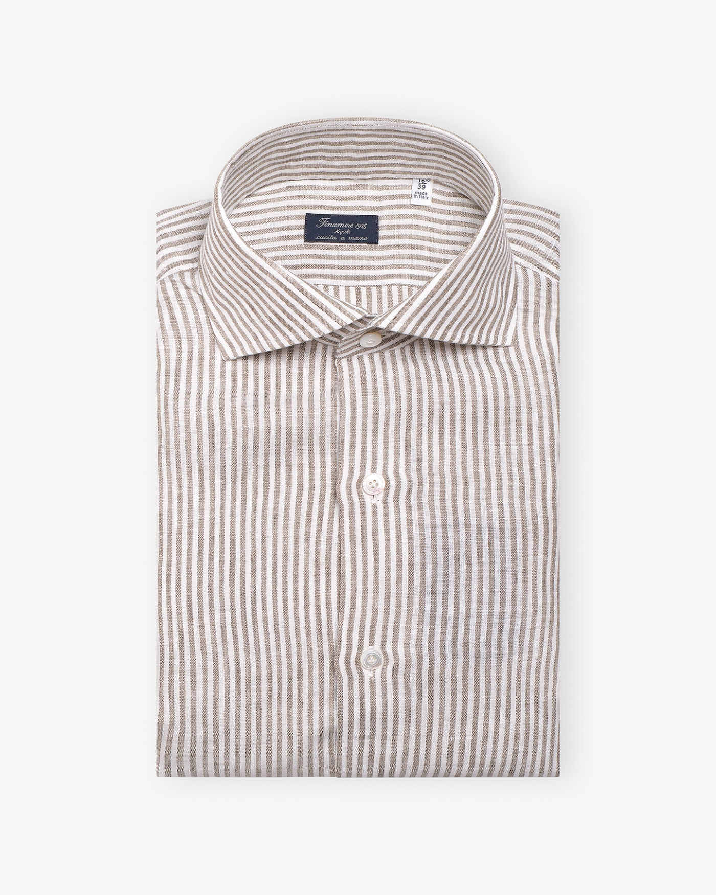 Finamore - Shirt linen - Eduardo Napoli - Greige stripes