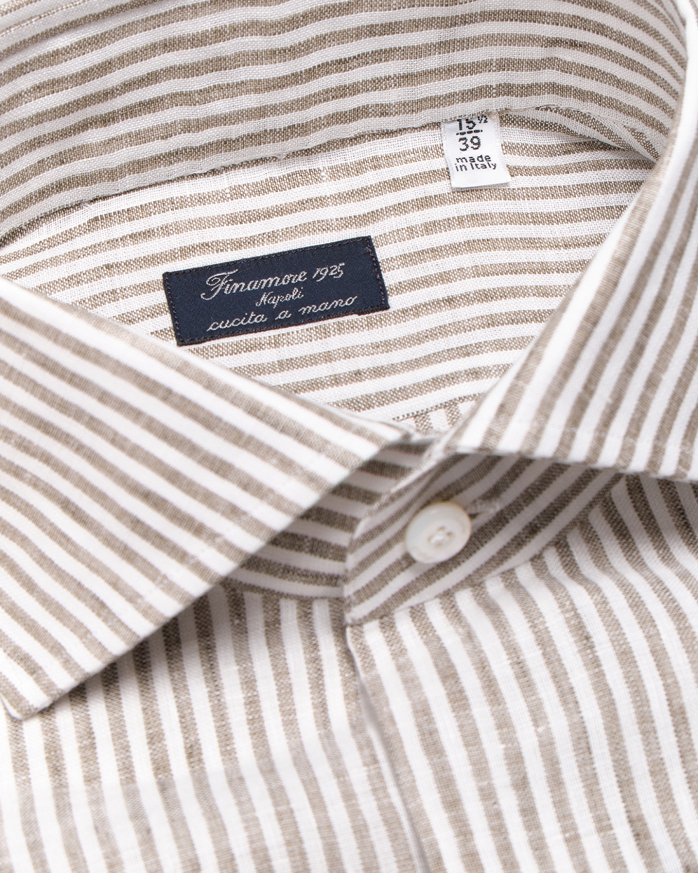 Finamore - Shirt linen - Eduardo Napoli - Greige stripes