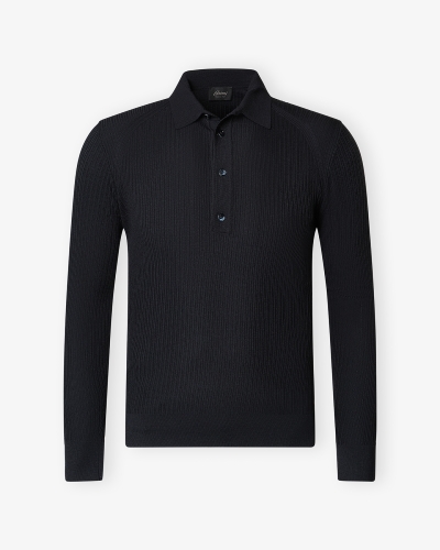 Brioni - Polo long sleeve fine wool - Navy
