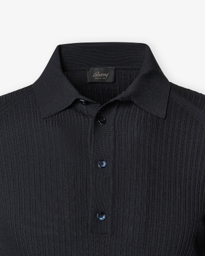 Brioni - Polo long sleeve fine wool - Navy