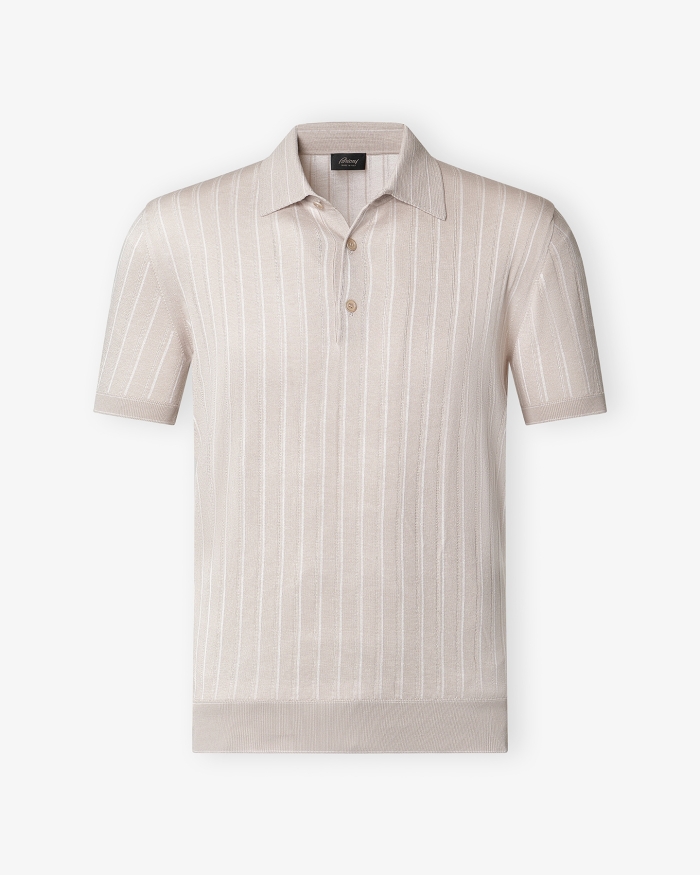 BRIONI Brioni - Polo cotton silk linen - Sand