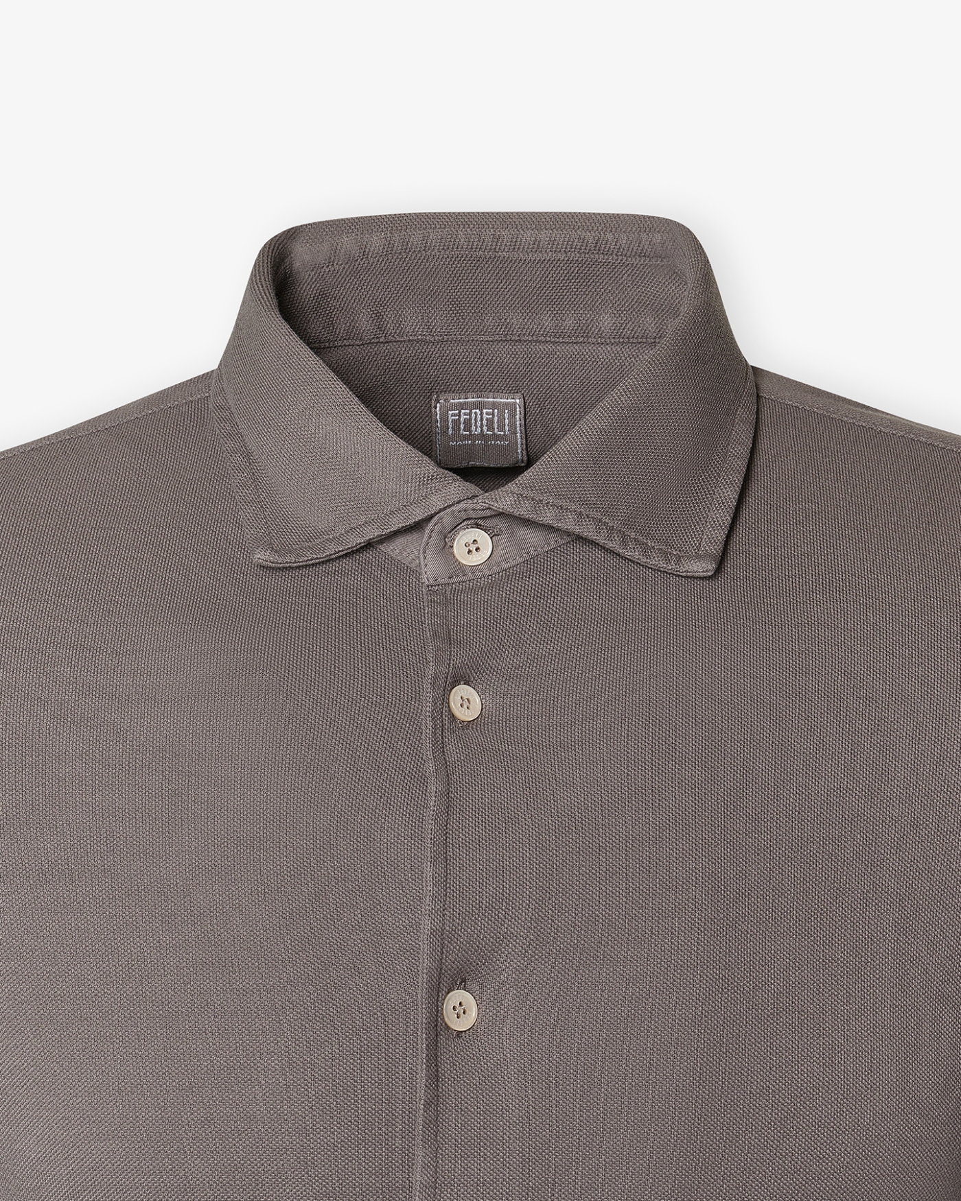 Fedeli - Pique polo long sleeve - Brown