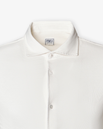 Fedeli - Pique polo long sleeve - Offwhite