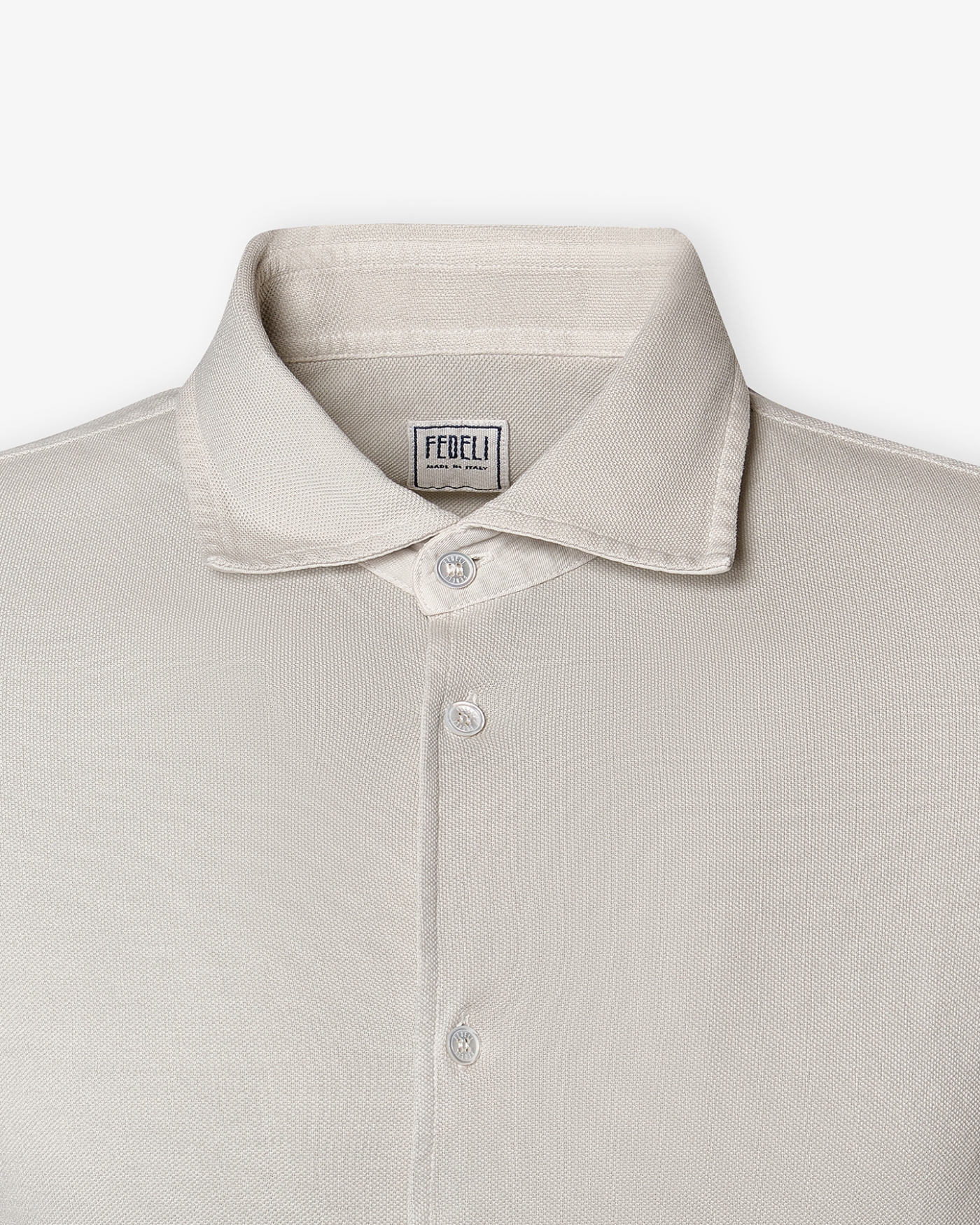 Fedeli - Pique polo long sleeve - Sand