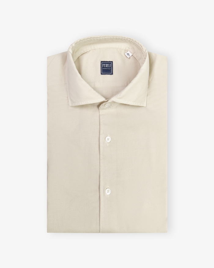 FEDELI Fedeli - Shirt whisper cotton stretch - Sand