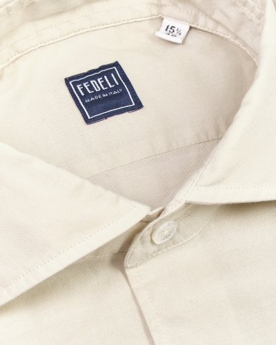 Fedeli - Shirt whisper cotton stretch - Sand