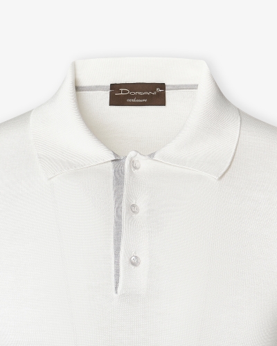 Doriani Cashmere - Polo short sleeve silk cotton - White