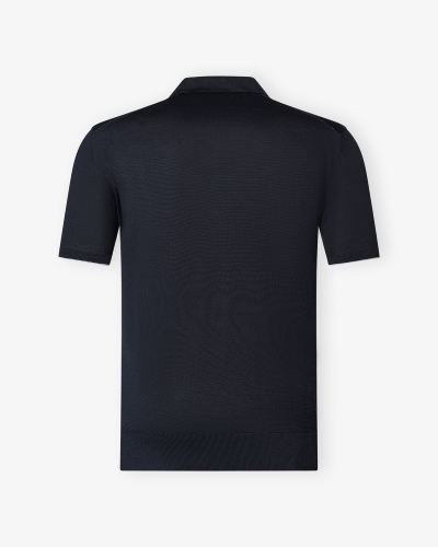 Doriani Cashmere - Polo short sleeve silk cotton - Navy