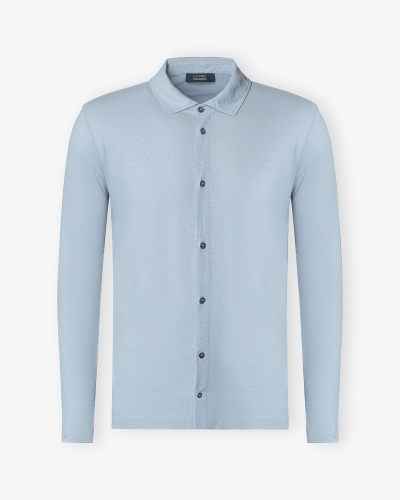 Polo shirt long sleeve - Ice cotton - Light blue
