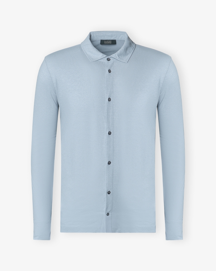 ZANONE Polo shirt long sleeve - Ice cotton - Light blue