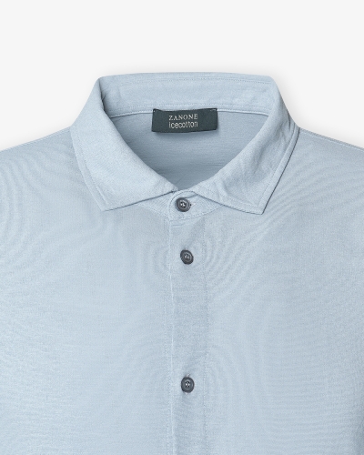 Polo shirt long sleeve - Ice cotton - Light blue