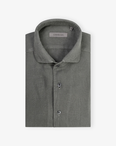 Shirt linen - Dark olive
