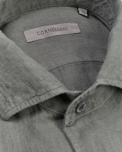 Shirt linen - Dark olive
