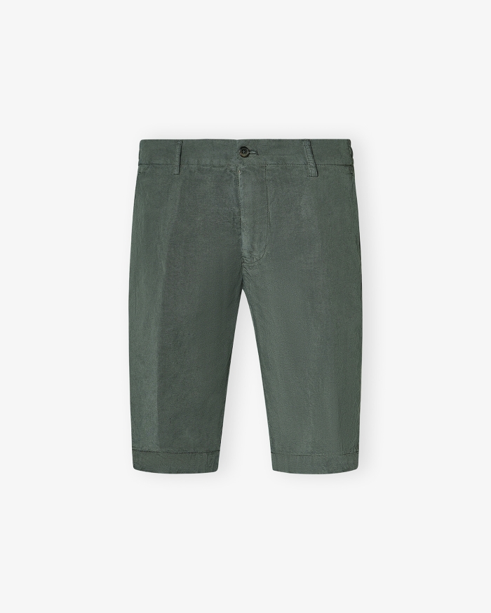 BERWICH Shorts washed linen - Dark olive