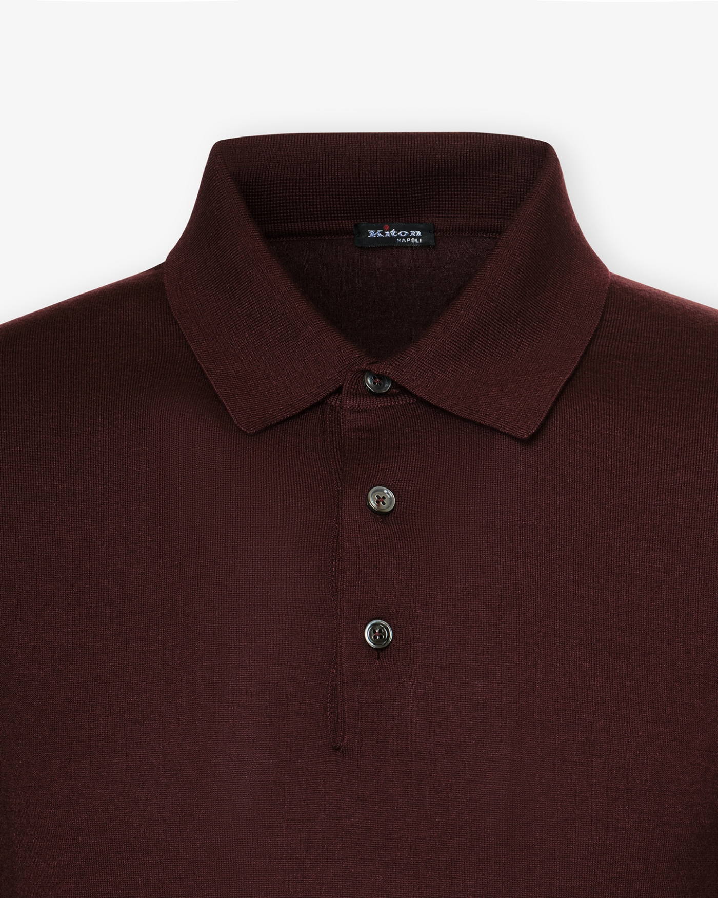 Kiton - Polo long sleeve - Cashmere silk - Bordeaux