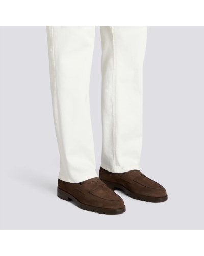 Santoni - Calf suede penny loafer - Brown