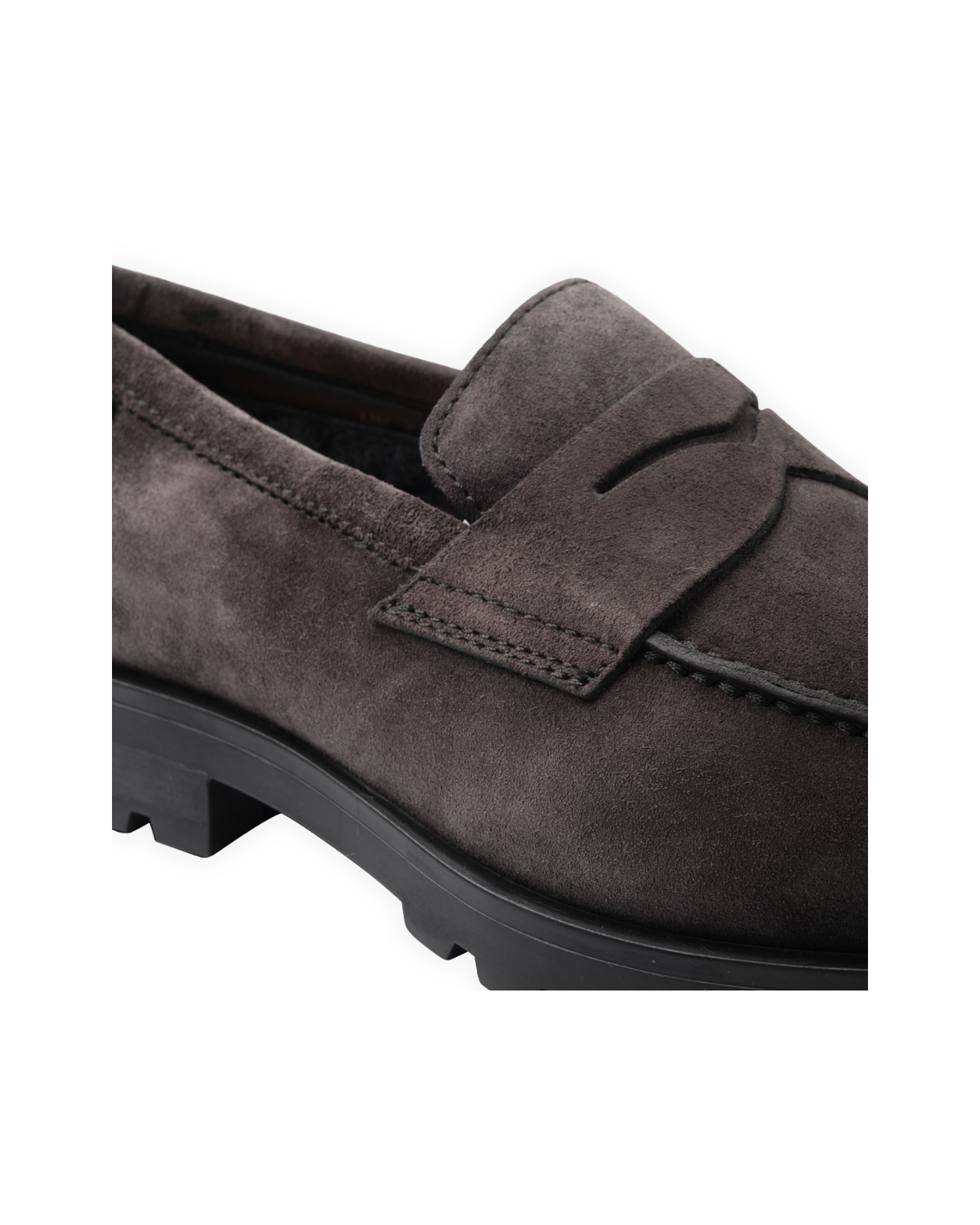 Santoni - Calf suede penny loafer with fur - Grey