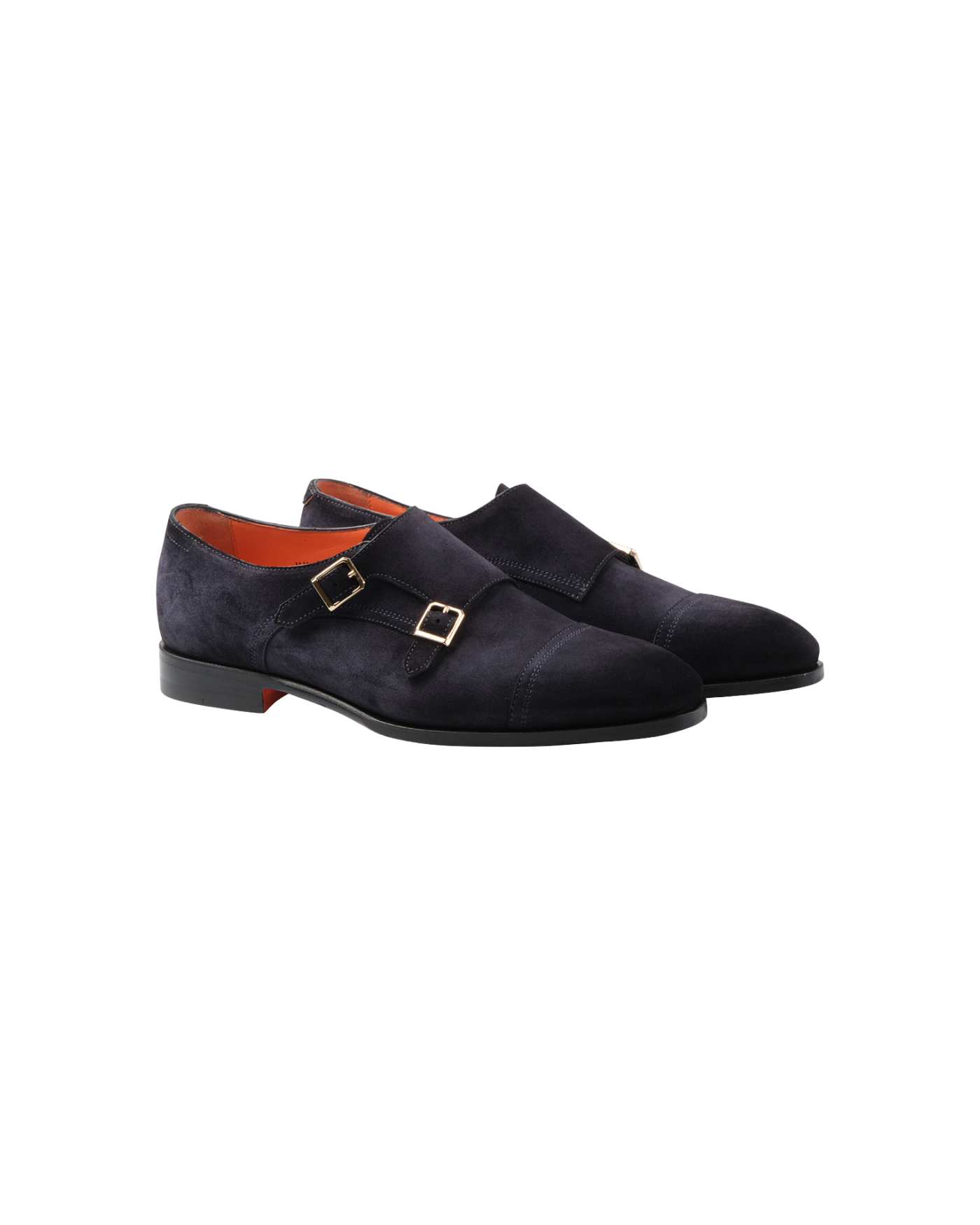 Santoni - Calf suede double buckle - Navy