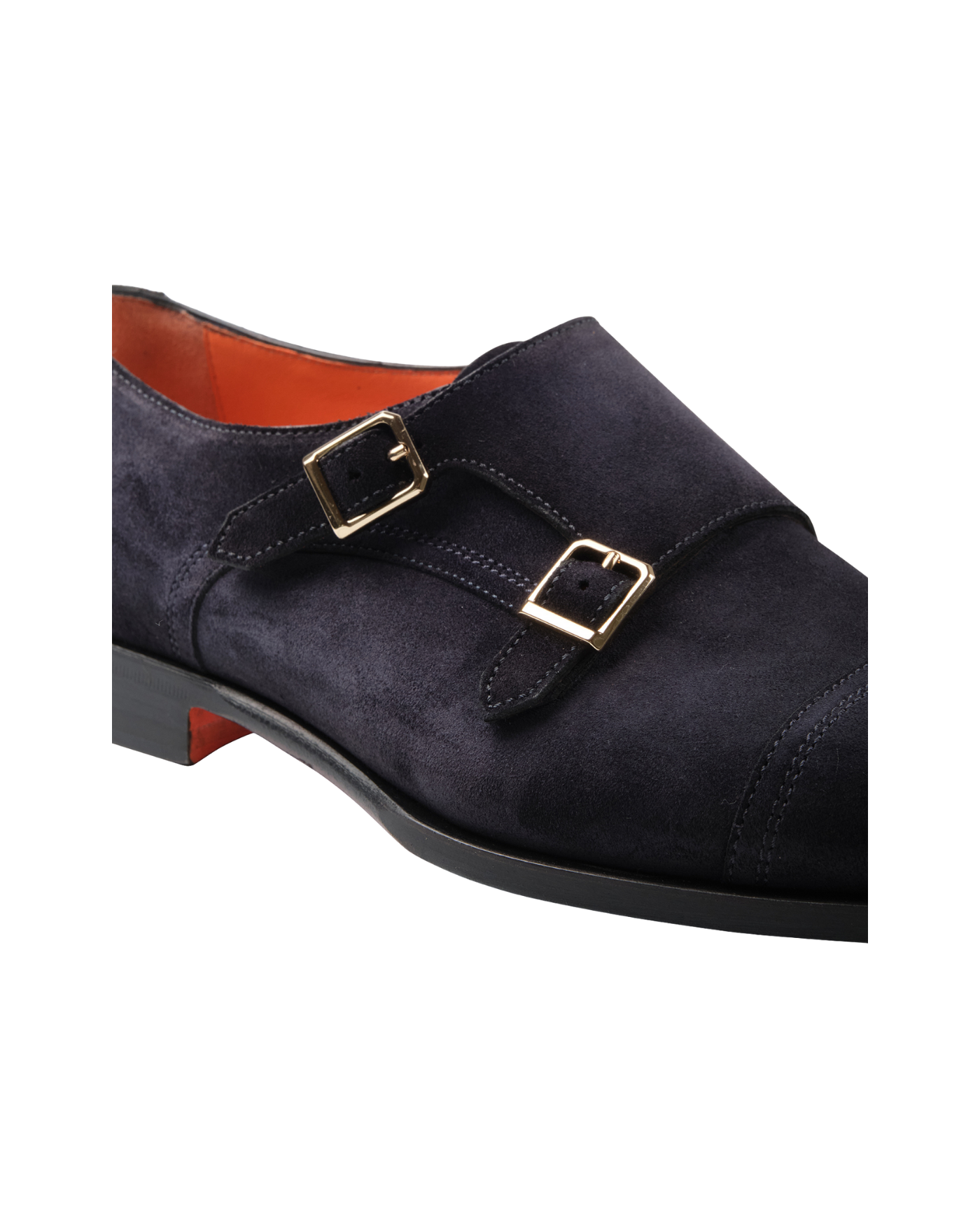 Santoni - Calf suede double buckle - Navy