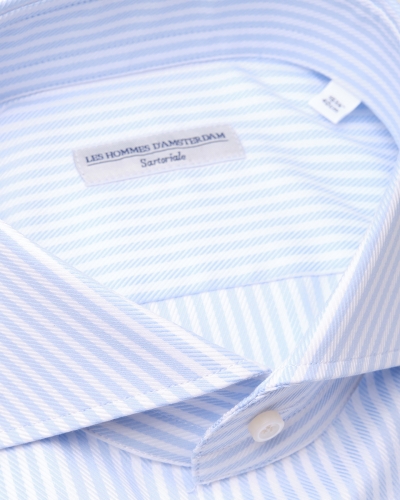 LHDA x Albini - Shirt fine cotton - Stripes L.blue