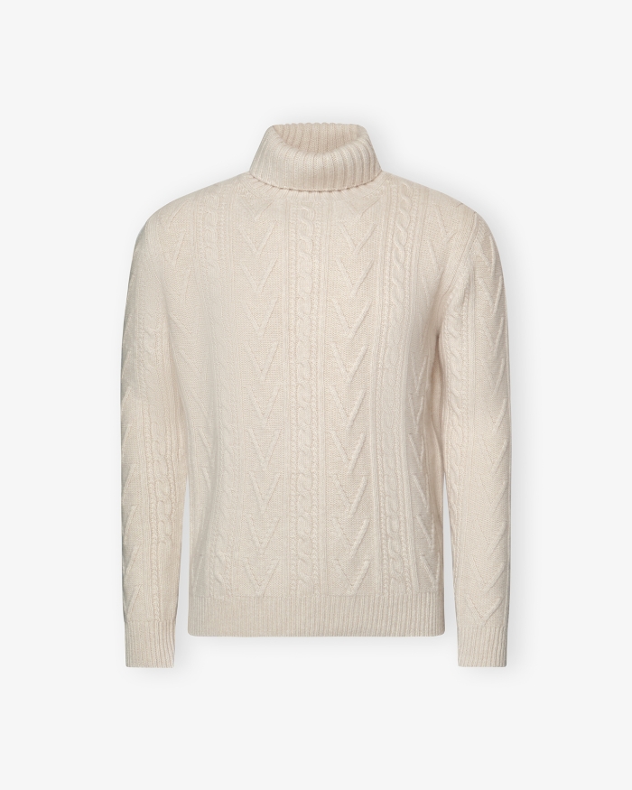 FEDELI Fedeli - Turtleneck wool cashmere - Offwhite