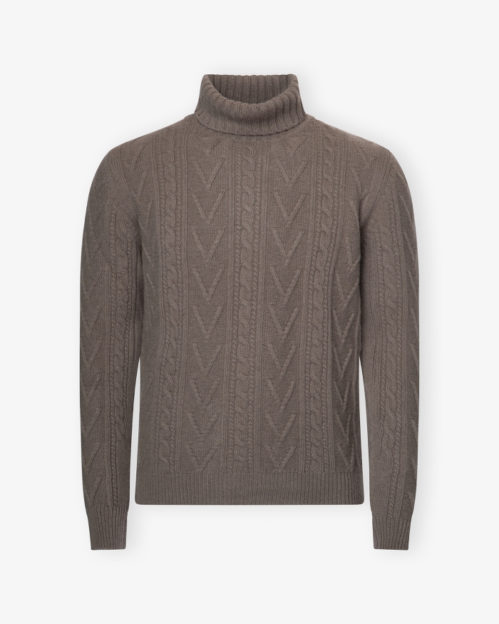 FEDELI Fedeli - Turtleneck wool cashmere - Greige