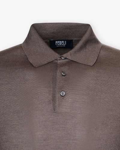 Fedeli - Polo long sleeve cashmere silk - Greige