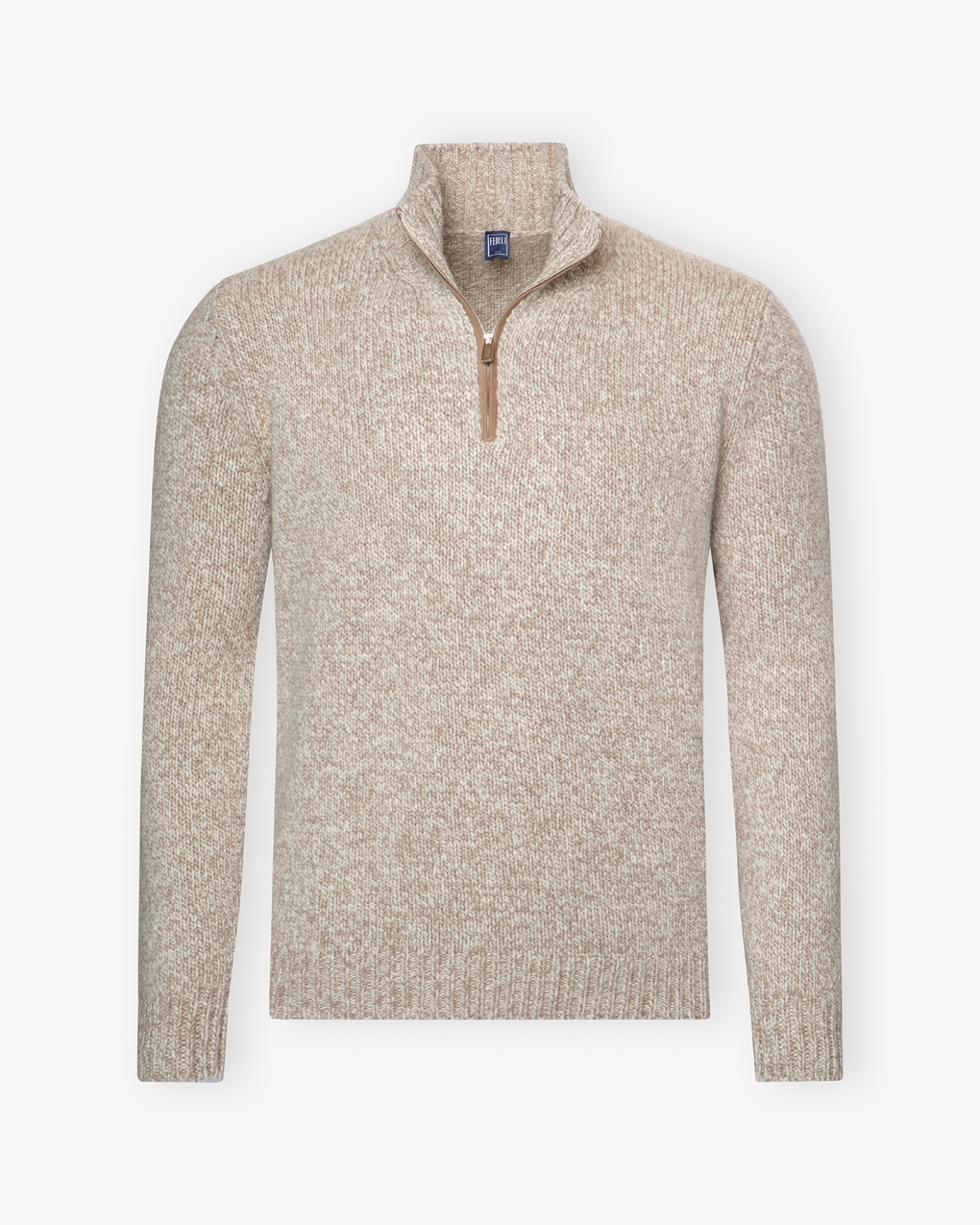 Fedeli - Half zip cashmere - Greige melange