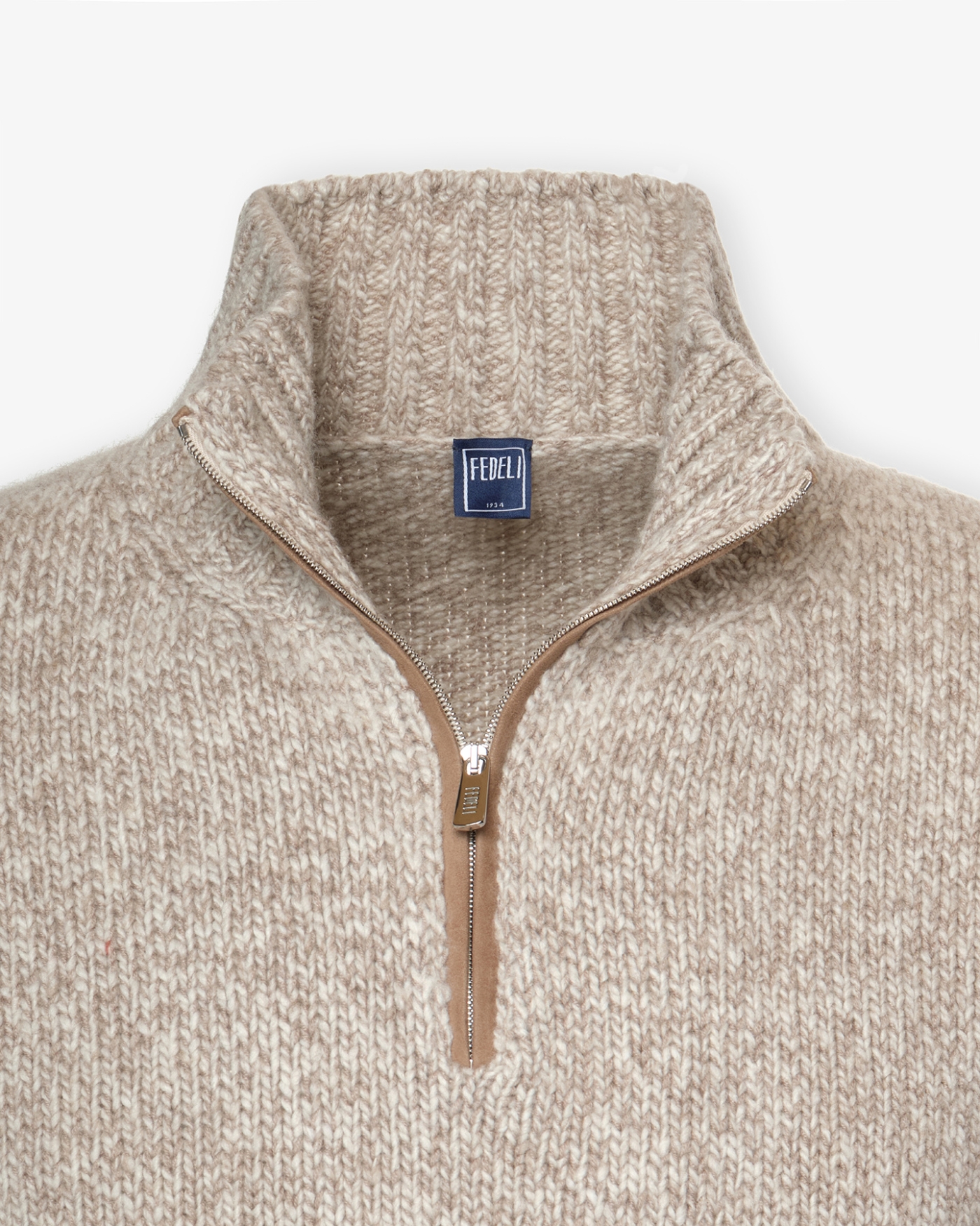 Fedeli - Half zip cashmere - Greige melange