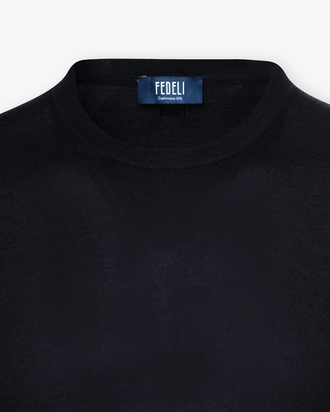 Fedeli - Round neck cashmere silk - Navy