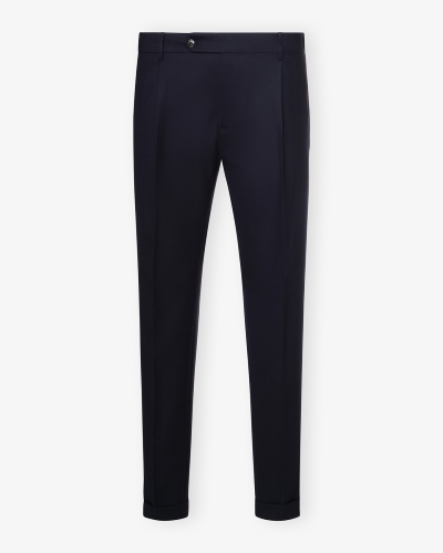 Berwich - Trousers retrolong wool - Navy