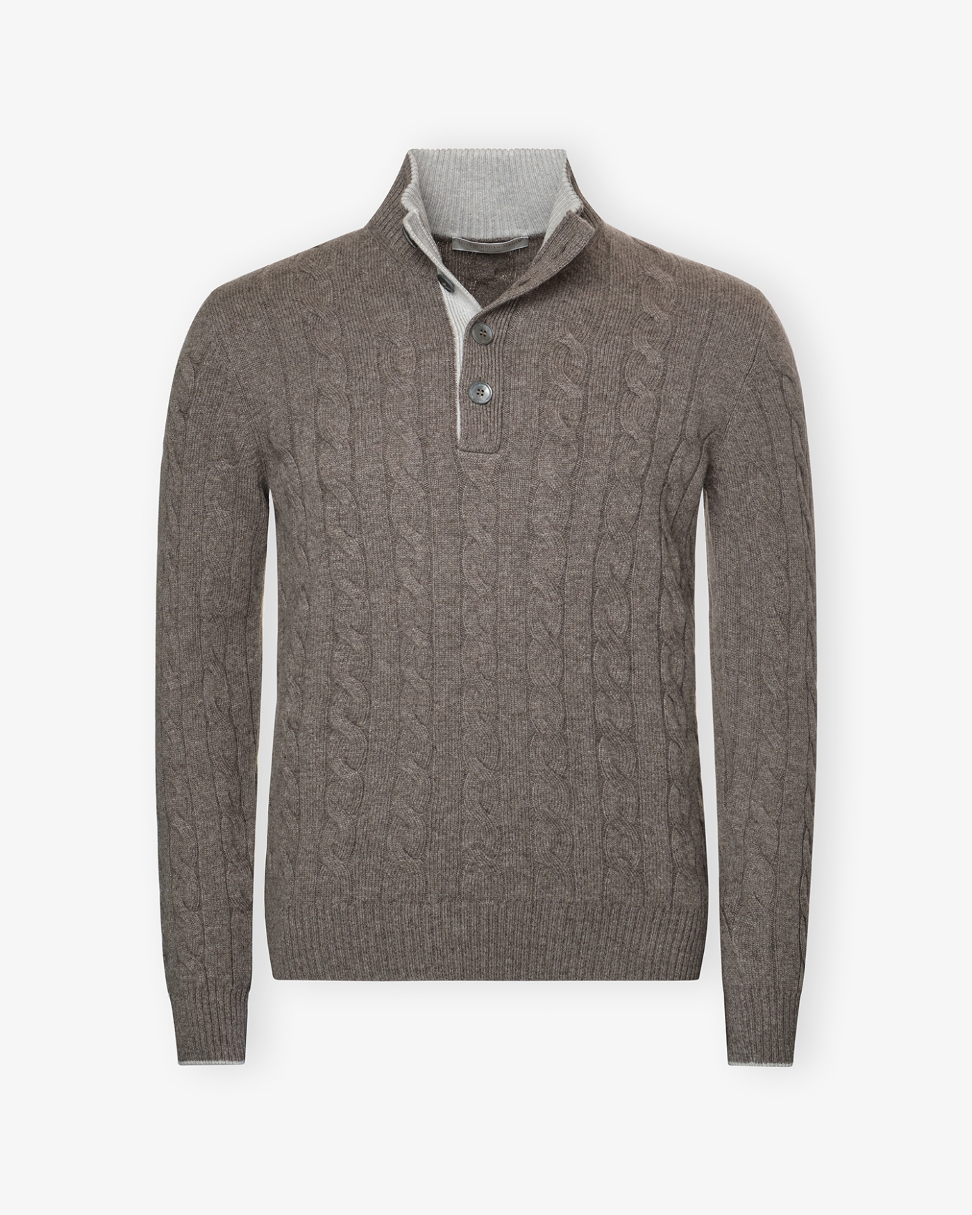LHDA - Cashmere buttoned placket pullover - Greige