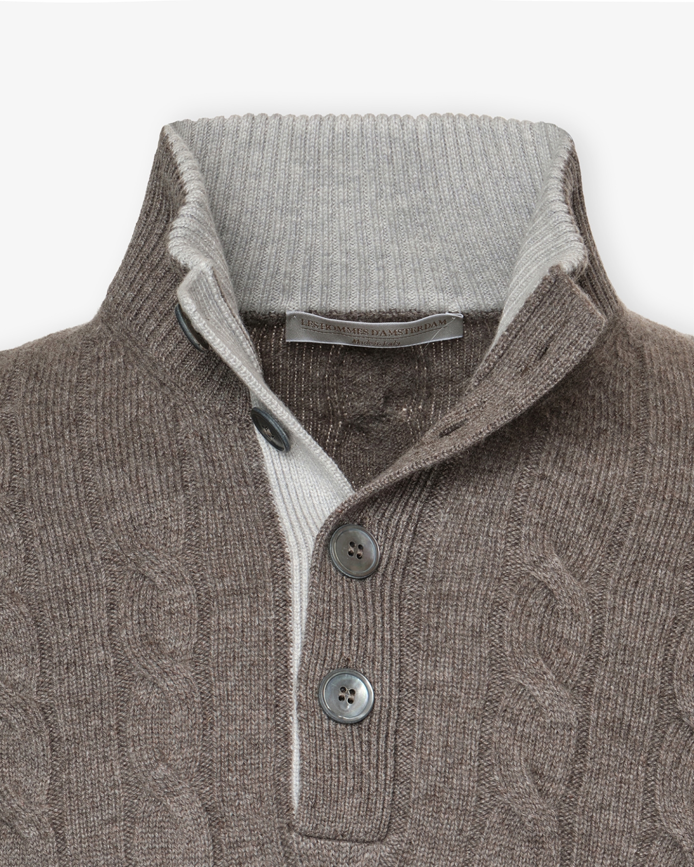 LHDA - Cashmere buttoned placket pullover - Greige