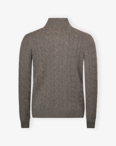 LHDA - Cashmere buttoned placket pullover - Greige