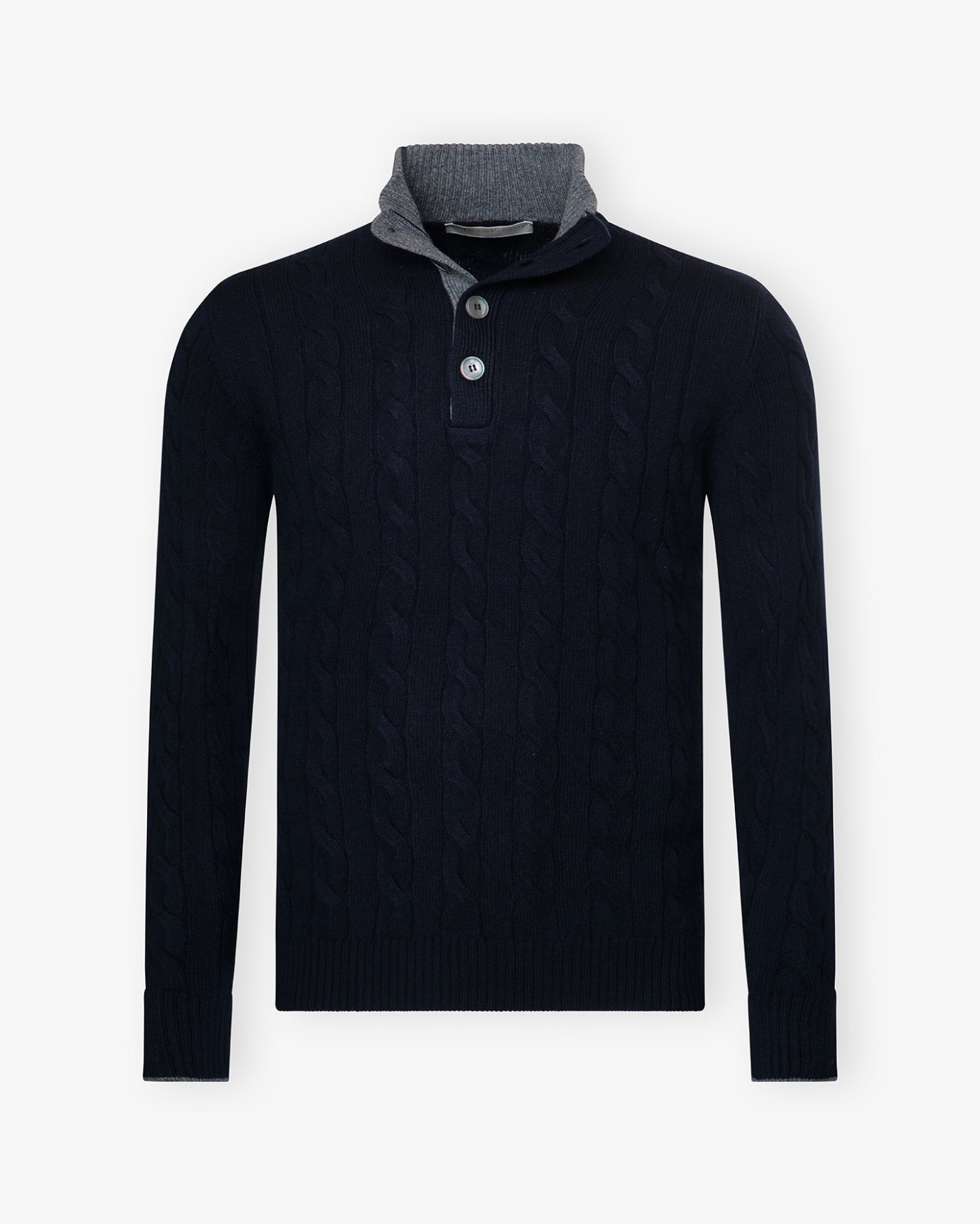 LHDA - Cashmere buttoned placket pullover - Navy