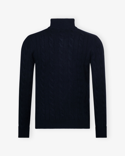 LHDA - Cashmere buttoned placket pullover - Navy
