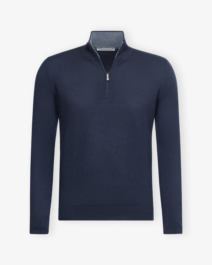 LES HOMMES D'AMSTERDAM LHDA - Half zip virgin wool - Navy 158885938