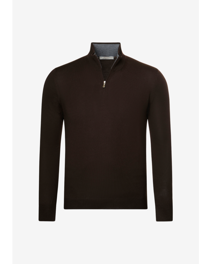 LES HOMMES D'AMSTERDAM LHDA - Half zip virgin wool - Brown