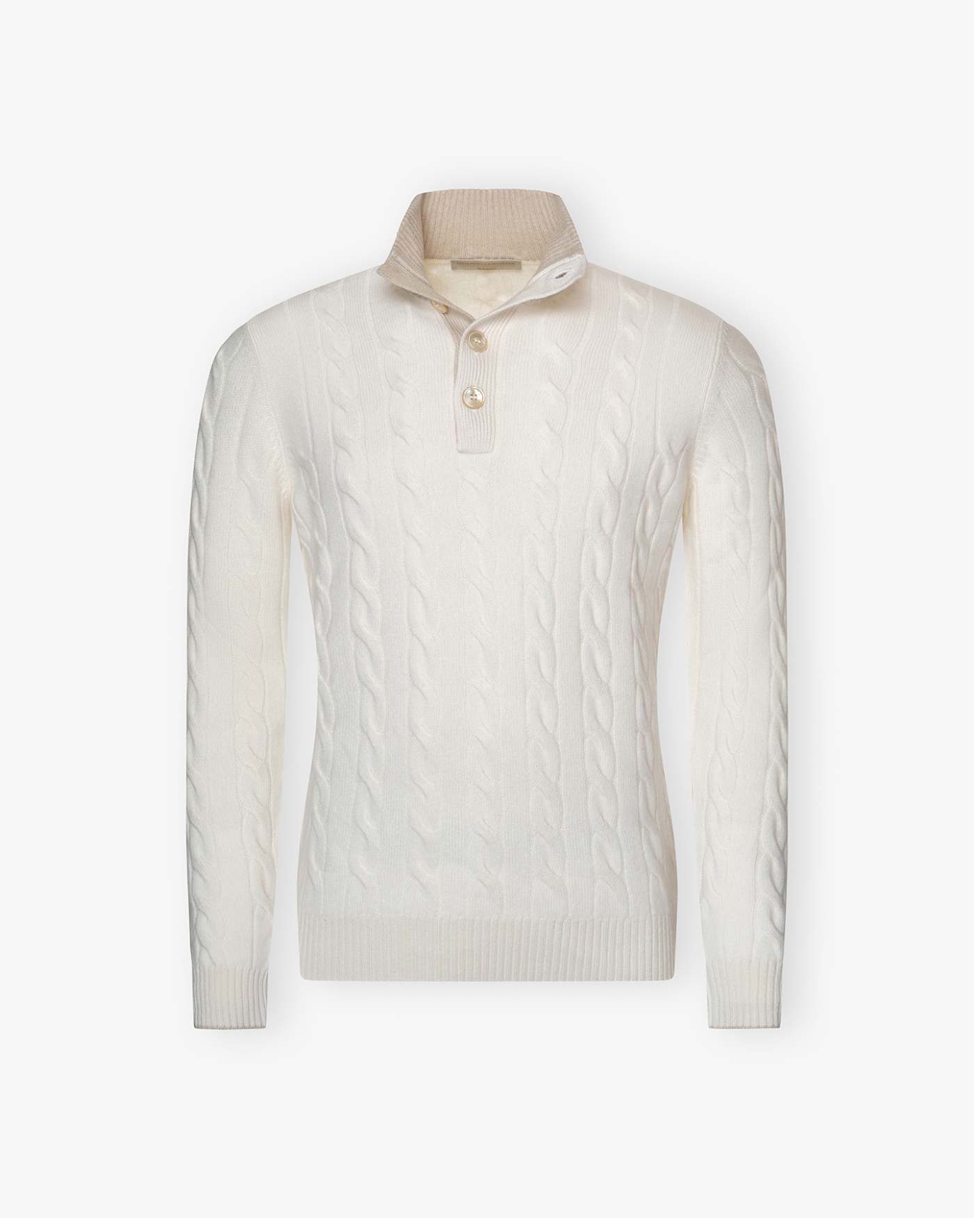LHDA - Cashmere buttoned placket pullover - Cream