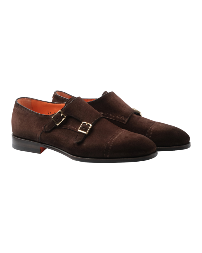 SANTONI Santoni - Calf suede double buckle - Brown