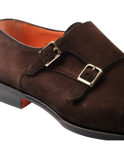 Santoni - Calf suede double buckle - Brown