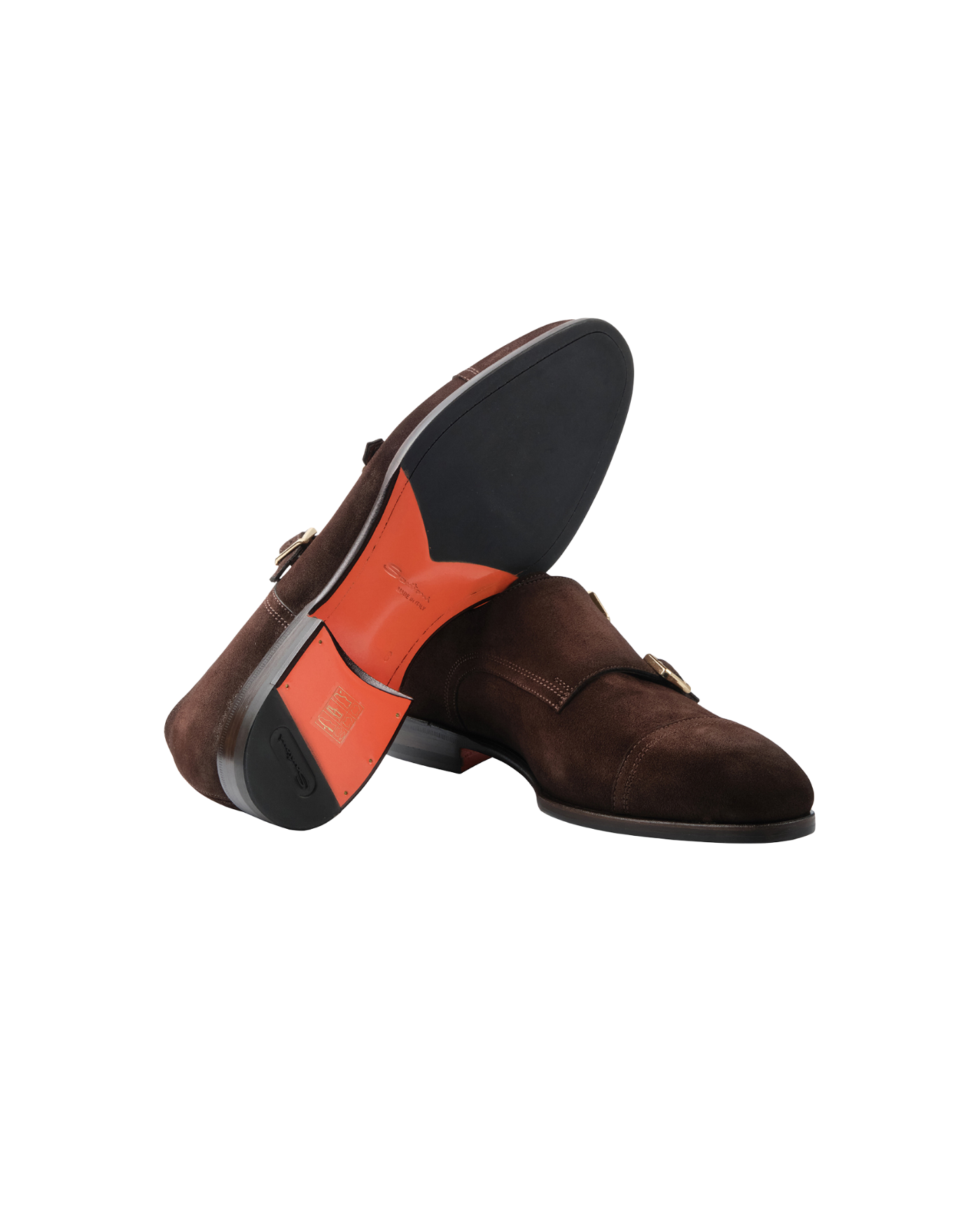 Santoni - Calf suede double buckle - Brown