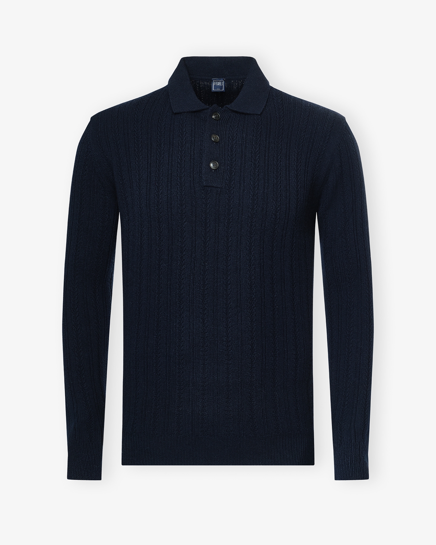 Fedeli - Polo long sleeve - Cashmere - Navy