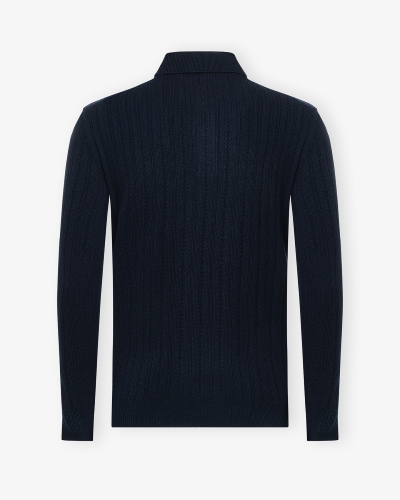Fedeli - Polo long sleeve - Cashmere - Navy