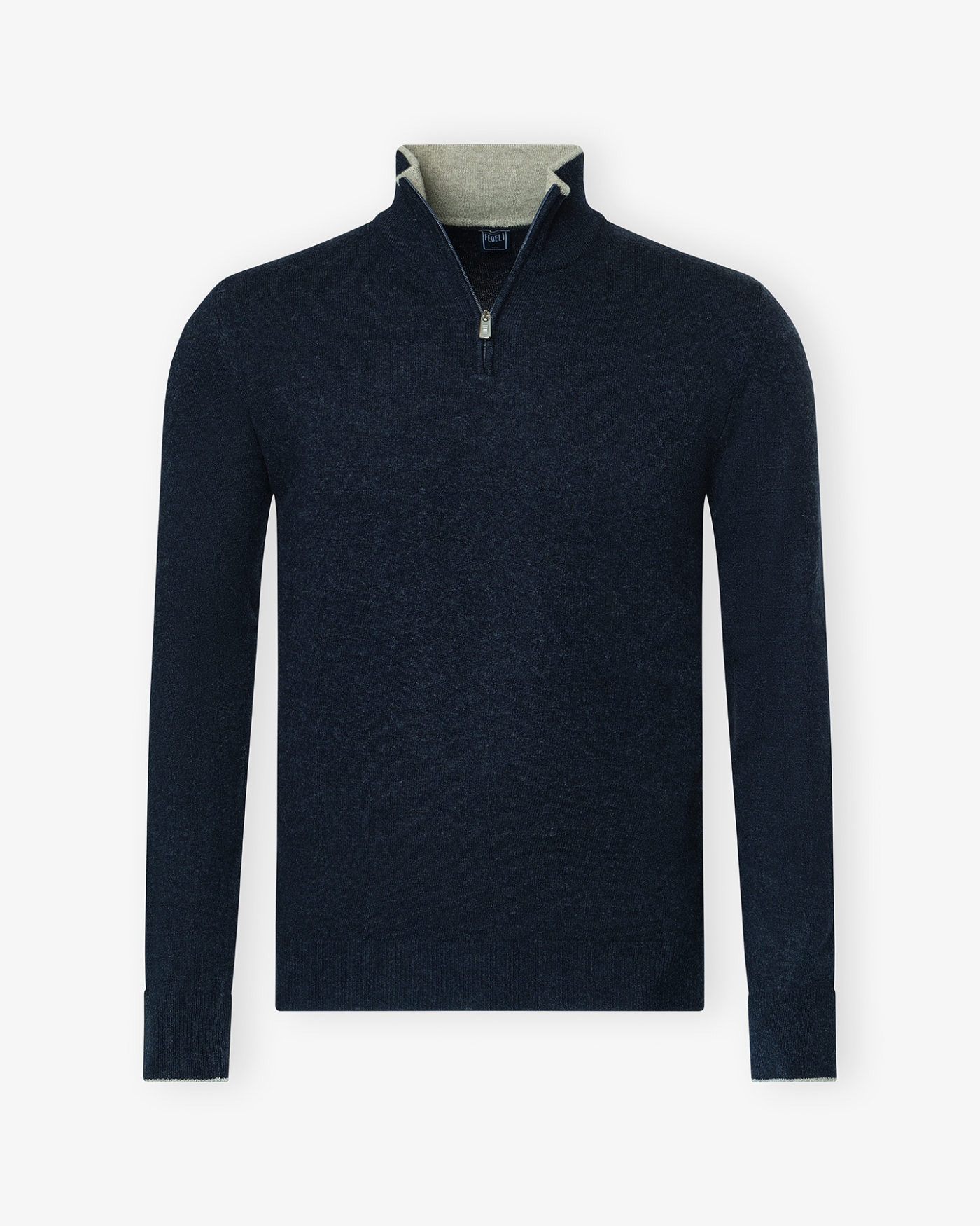 Fedeli - Half zip wool cashmere - Navy